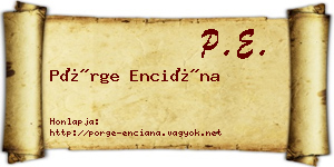 Pörge Enciána névjegykártya